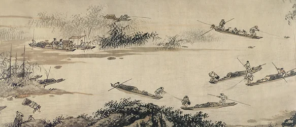 Fischer an einem Herbstfluss, Ming-Dynastie (Tinte und Farbe auf Papier)